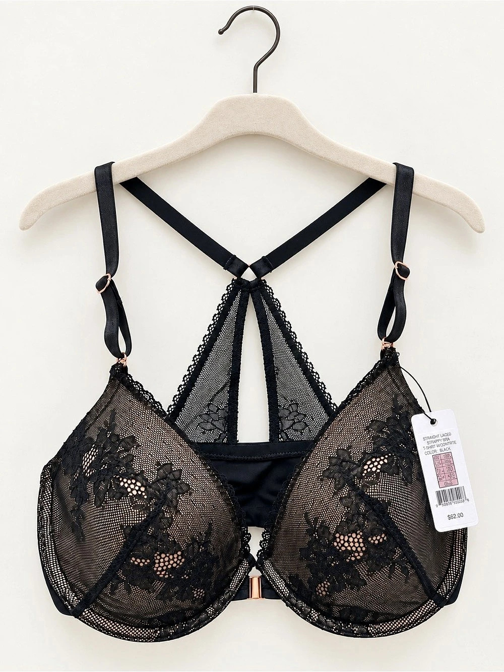 Skarlett Blue Straight Laced Front Close Bra — Black, 32D NWT